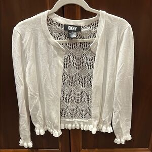 DKNY White Cardigan Sweater
